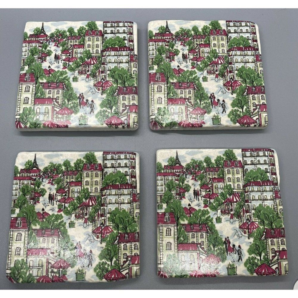 Paris‎ Cafe Coasters Stone With Cork Backing Set of 4